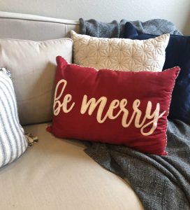 Pillows add a pop of color for holiday decor