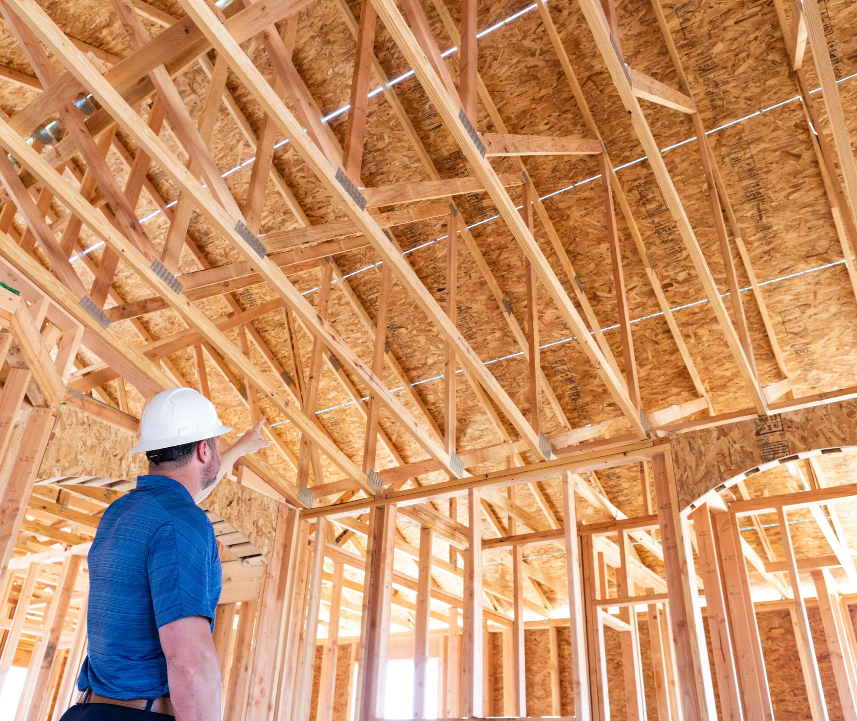 Home inspector inspecting construction home